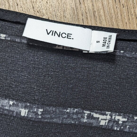 Vince Shadow Stripe Silk Dress Shift V-Neck 3/4 Sleeve Women's Sz S - Picture 7 of 12